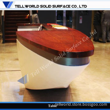 TW Modern Style Elegant Boat Design Corian Reception Counter Top/ Parlour Front Desk (TW-MART-263)